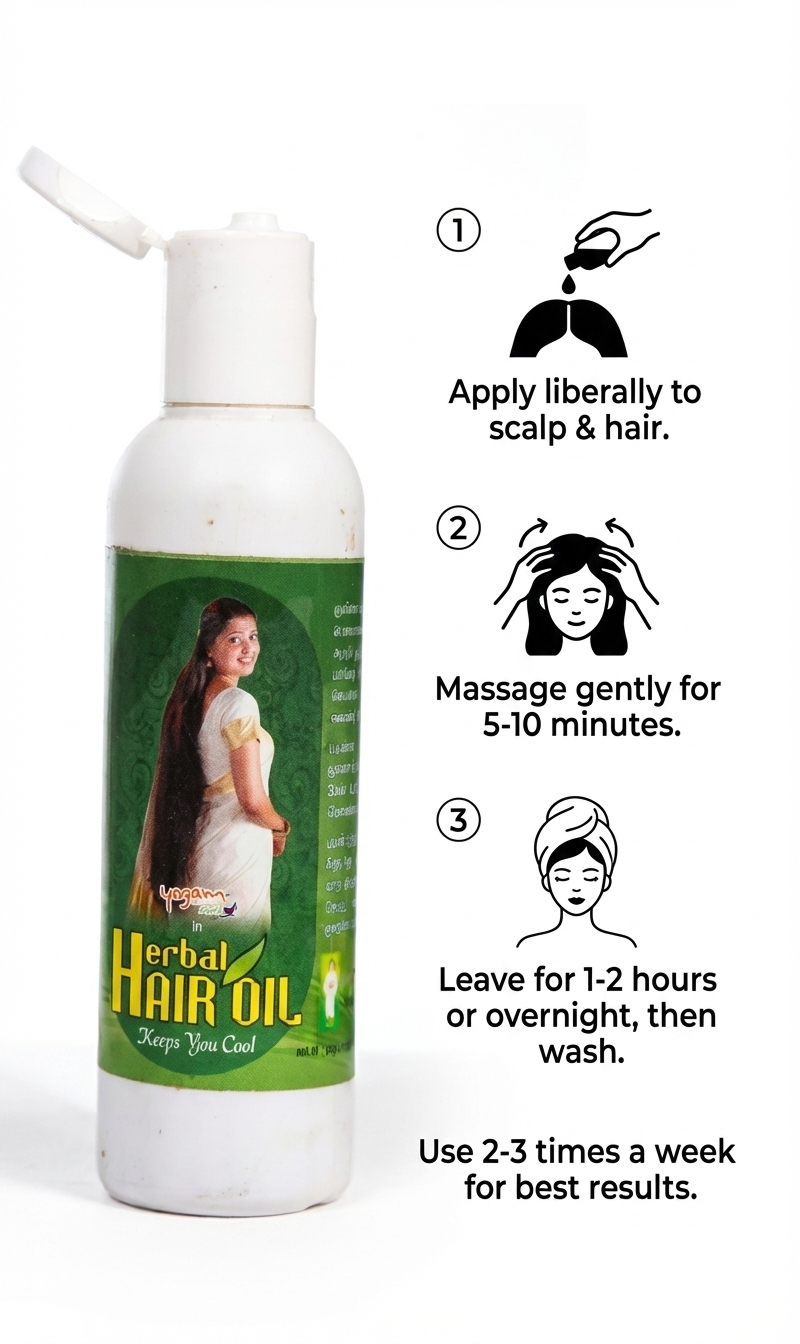 Yogam Herbal Hair Oil – Natural Hair & Scalp Care | Ayurvedic Blend | 1 Bottle