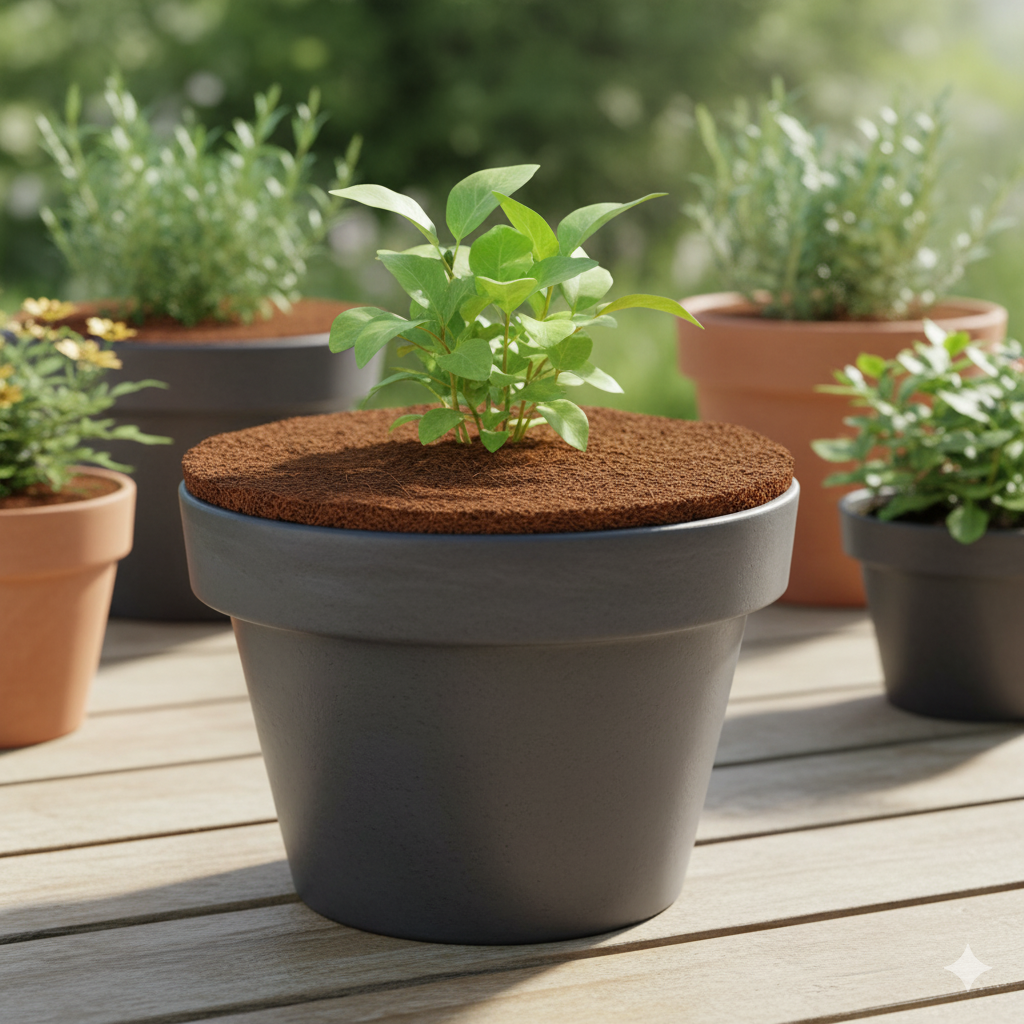 Coco Peat Mulch Mat – 12 Inches (Round Plant Protection Mat)