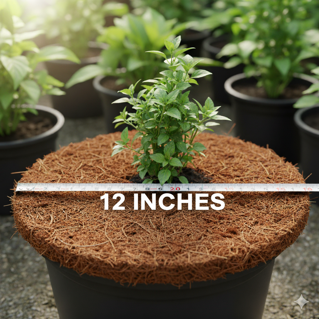Coco Peat Mulch Mat – 12 Inches (Round Plant Protection Mat)