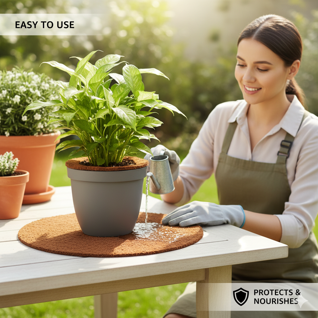 Coco Peat Mulch Mat – 8 Inches (Round Plant Protection Mat)