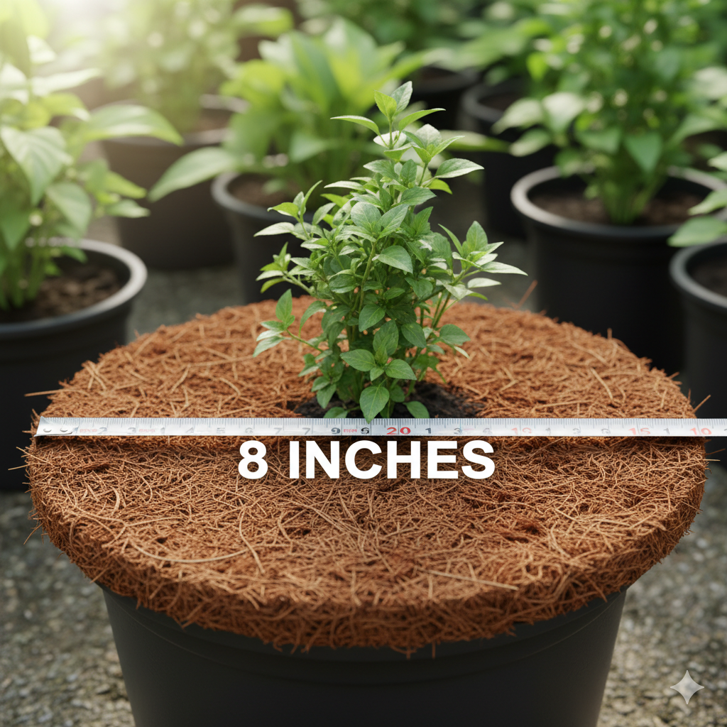 Coco Peat Mulch Mat – 8 Inches (Round Plant Protection Mat)