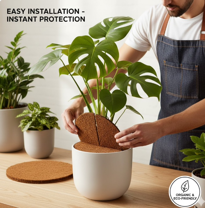 Coco Peat Mulch Mat – 8 Inches (Round Plant Protection Mat)